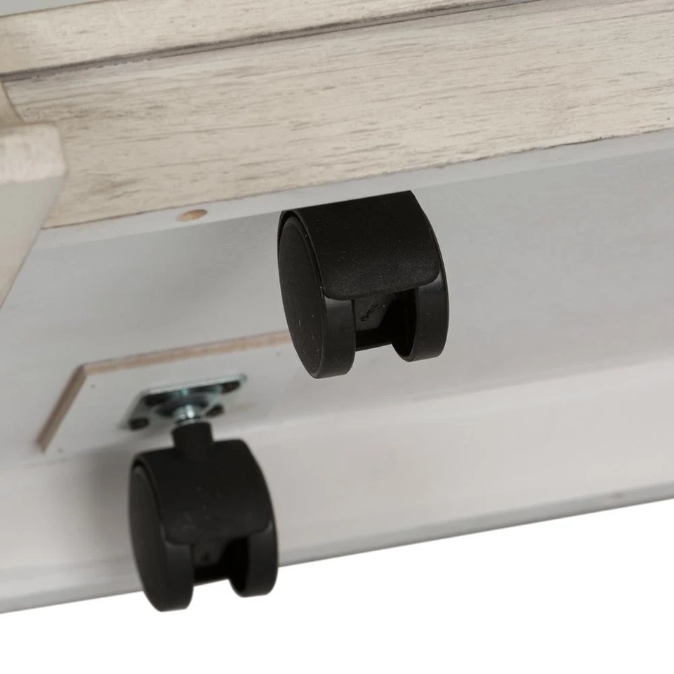 Mesa de cóctel rectangular reimaginada de granja en blanco antiguo con castaño... Foto 2 de 4