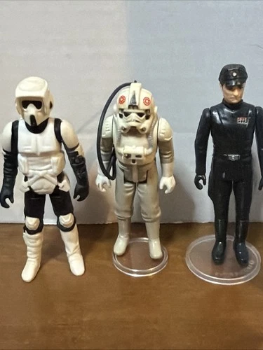 Vintage Star Wars Lot Of 3, Biker Scout, At-at Driver, Imperial Commander Nice