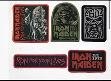 OFFICIAL IRON MAIDEN SET 5  RUN FOR YOUR LIVES WORLD TOUR PATCHES 2025 SEALED