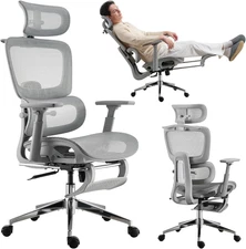 Mesh Ergonomic Office Chair with Footrest,High Back Mesh Gaming Chair with Lumba