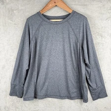 J. Jill Fit Shirt Womens XL Heathered Gray L/S Crew Neck Stretch Tee Athleisure