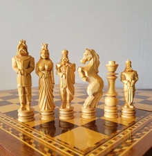 Soviet Handcarved Wooden Chess set 70s Vintage  Antique Russian Large