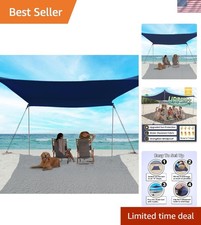 Navy Blue Travel Beach Tent – Spacious 10x10 Ft Sun Shelter with UV Protection