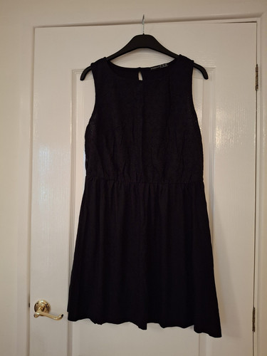 Primark Black Broderie Bodice Cotton Mix Dress Size 18 New With Tag - Picture 1 of 4