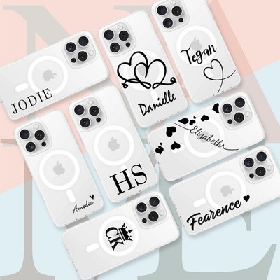 Sweet Custom Initials Name PC Hard Phone Case Cover For iPhone 17 12 13 14 16 15