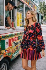 FARM RIO Black Long Sleeve Mini Dress ~ Sz S