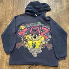 Vintage 1994 Tasmanian Devil Looney Tunes Taz Hurricane Hoodie Sweatshirt Size L