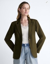Women's Scoop Size Large 12-14  1 Button Blazer Color : Olive Green NWT
