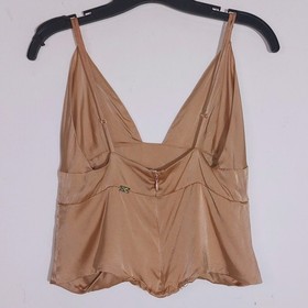 For Love Lemons SKIVVIES Satin Silk Blend V Neck Camisole Top Champagne Size M