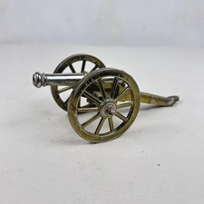 Antique Gold tone cannon unique desk decor statue model, Vintage engraved heavy