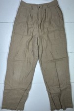 Reformation Linen Pleated Wide Leg Pants Size 8 Beige High Rise Hemmed Women s