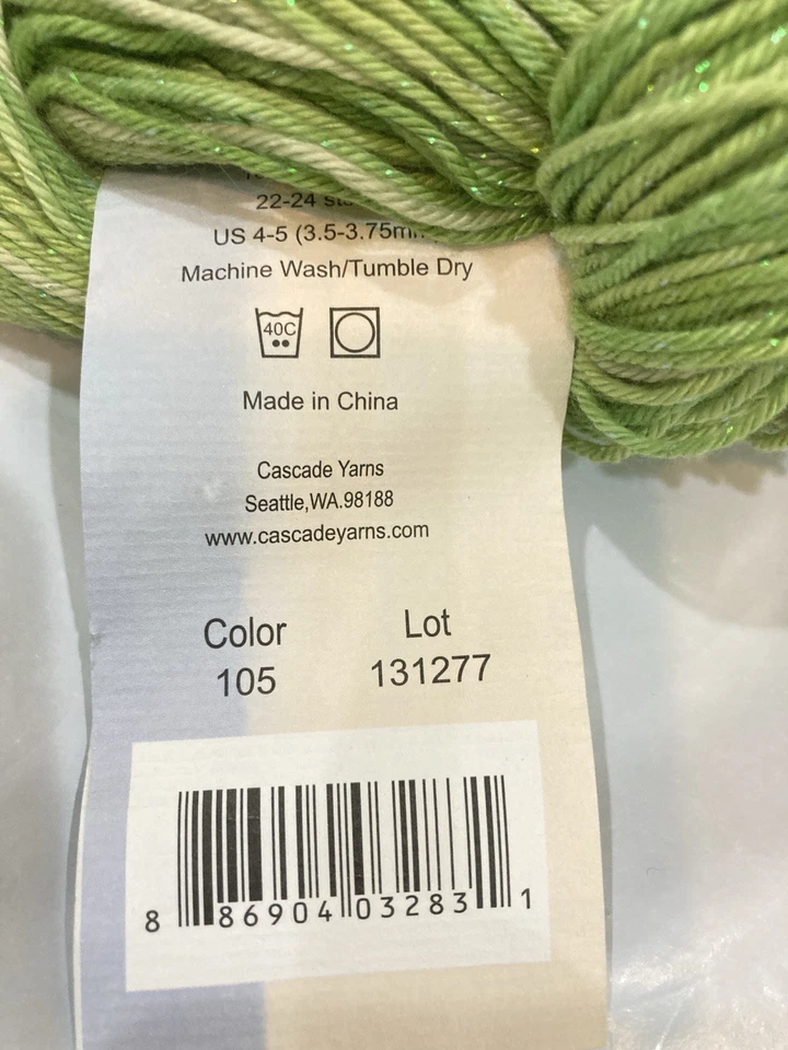 Каскадная пряжа Sunseeker хлопок акриловые зеленые тона, смешанный лот, пожалуйста, прочитайте - Изображение 2 из 4