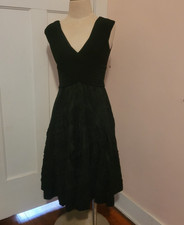 Adrianna Papell Women's Black Taffeta Sleeveless Evening Dress Gown size 6