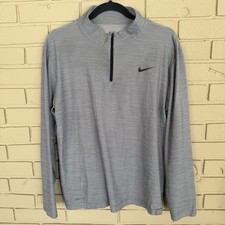 Nike Dri-Fit 1/4 Zip Pullover Men  s L Gray Performance Athletic Training Top
