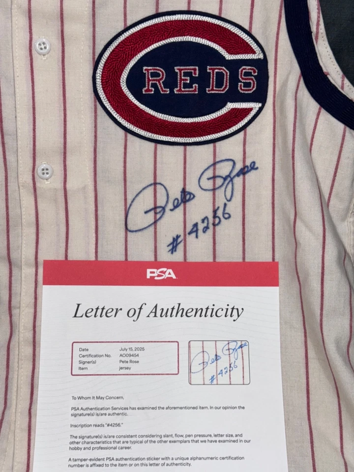Pete Rose "Hit King #4256" Signed Authentic Original Mitchell & Ness Jersey PSA - Image 4 of 4