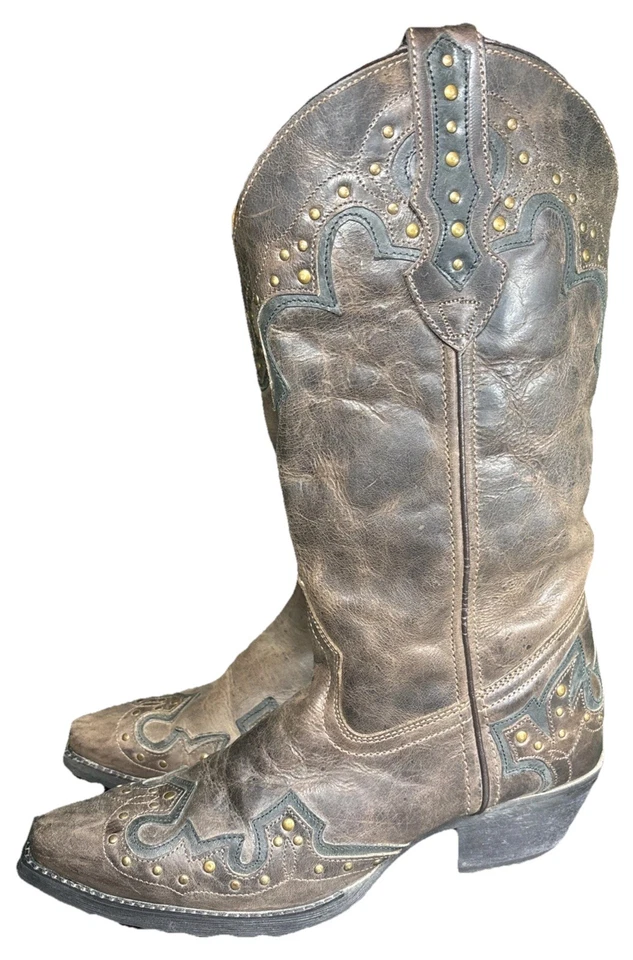 Botas vaqueras occidentales Laredo Dan Post Made para mujer marrón talla 7m 52036 punta corta Foto 2 de 4