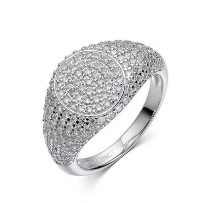 1.2mm Real Moissanite Ring Women Men Hip Hop Eternity Band 925 Sterling Silver - Image 1 of 4