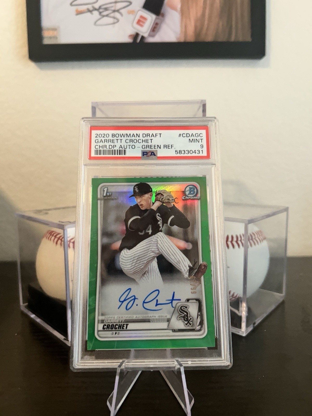 2020 Bowman Draft Garrett Crochet Bowman 1st Chrome Auto Green /99 PSA 9