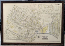 Historic Brighton City of Boston Mass Ward 26 Map Plate 1 Framed 35" x 25"