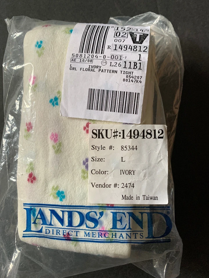 Medias Lands End Niñas Grandes 12-14 Flores Nuevas Con Etiquetas De Colección Marfil Foto 4 de 4