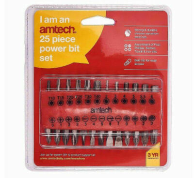 25 Power Bit Screw Driver Set Assorted Pozi Phillips Slotted Torx
