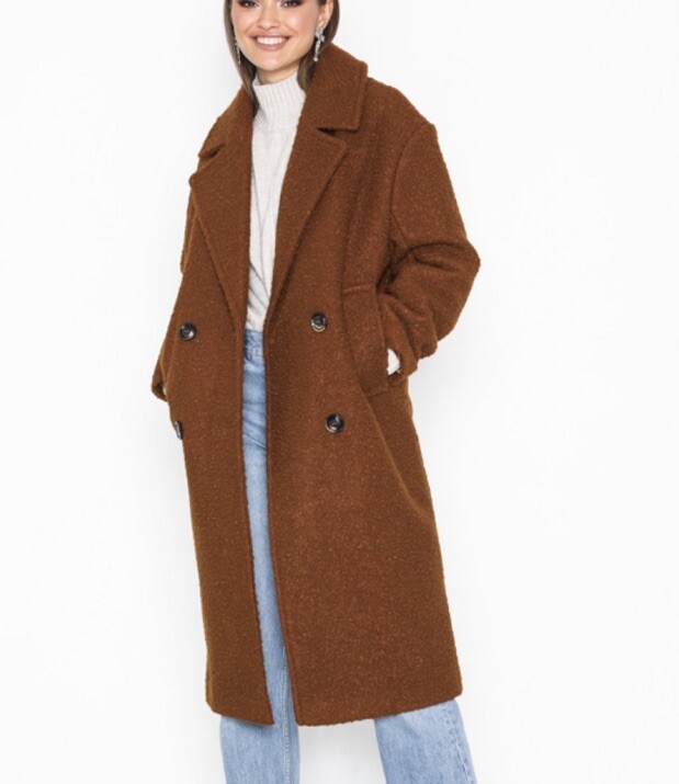 Topshop Womens Size UK Rust Brown Boucle Double Breasted Coat