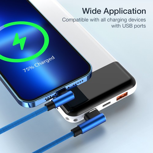 90° Degree Angled Braided USB Fast Charging Cord For iPhone 14 13 12 11 Pro Max - Photo 8 sur 16