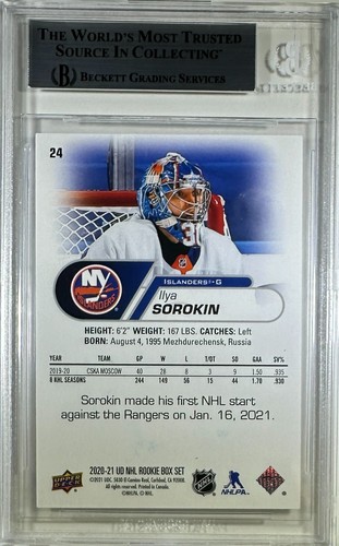 Ilya Sorokin 2021 Upper Deck encap RC #24 New York Islanders BAS - Picture 2 of 3