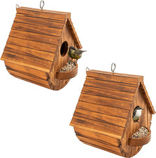Set of 2 Bird Houses for Outside,Outdoor Bird House Bird Families Bluebird Finc