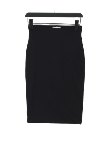 Whistles Women's Midi Skirt UK 8 Black Cotton with Elastane Straight & Pencil