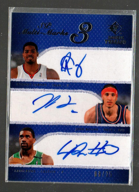 2007-08 SP Rookie Threads Marks #CBP Rodney Carney Josh Boone Leon Powe Auto /25
