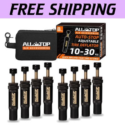 Universal Tire Deflation Tool Kit with 4 Valves & 5 Caps - Off-Road Essential