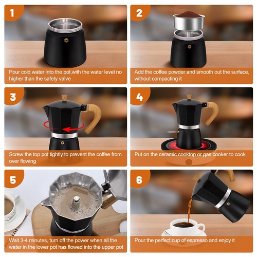 3 Cup 150 ml 5oz Aluminum Espresso Stovetop Coffeemaker Percolator Italian Co... - Picture 8 of 8