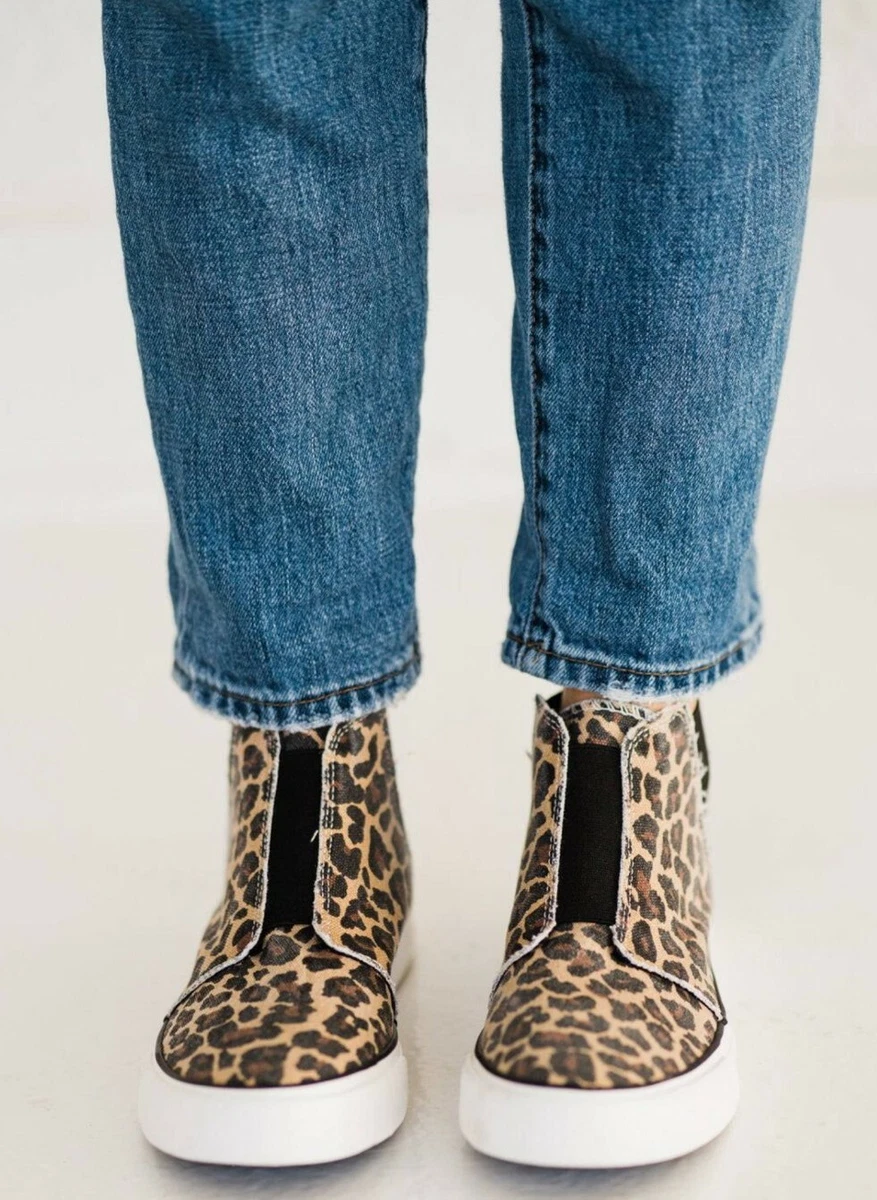 Gypsy Jazz Sneakers Womens 8 High Top Leopard Canvas Pull On Flat
