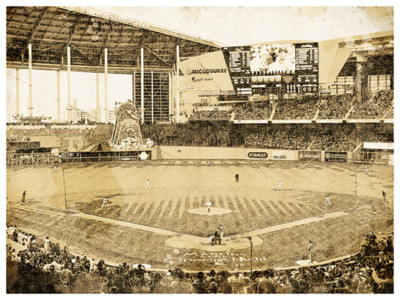 Miami Marlins Poster Print Sketch Wall Art Man Cave Decor 12x16