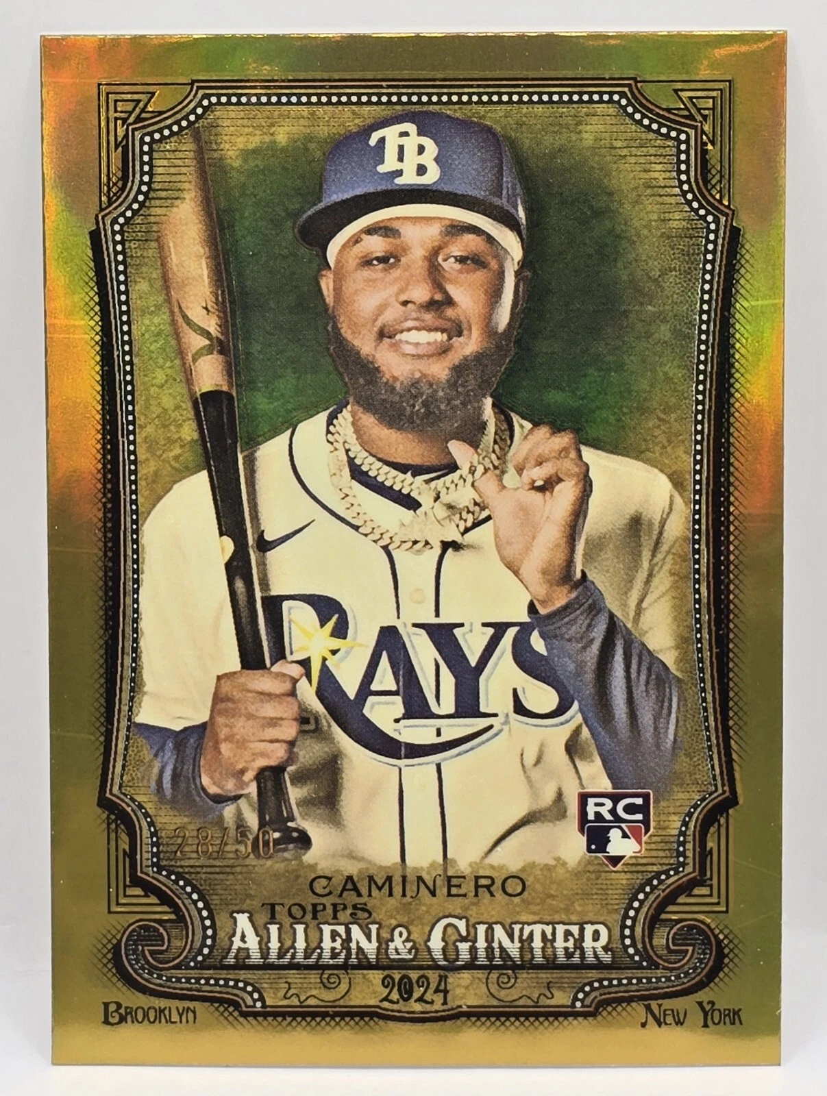 2024 Topps Allen & Ginter GOLD Chrome 28/50 - JUNIOR CAMINERO #92 RAYS