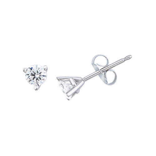 14K White Gold .25 Ct Diamond Martini Setting Stud Earrings - 第 1/2 張圖片