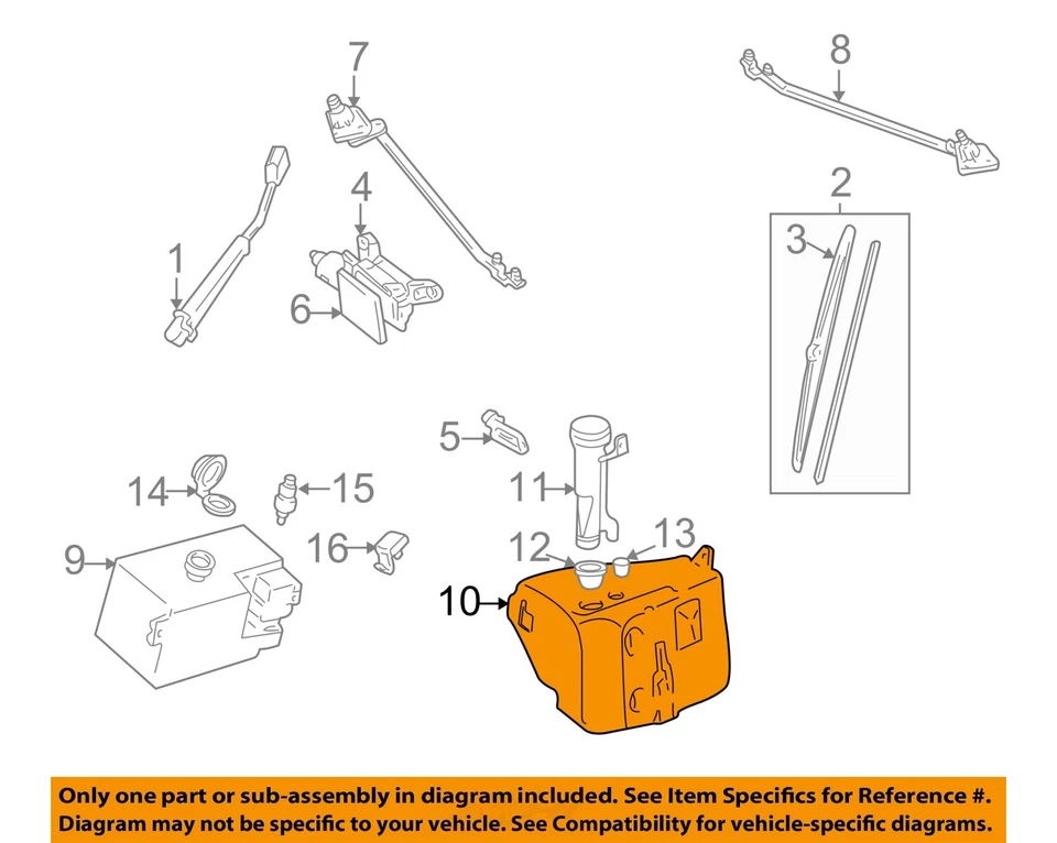Used Washer Fluid Reservoir fits: 1997 Chevrolet Tahoe Grade A - Изображение 3 из 4