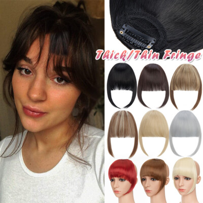 Full Sweeping Side Bangs Clip in on Fringe Hair Extensions Black, Blonde,  Brown UK