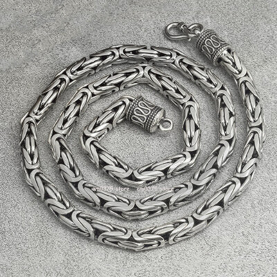 Echt S925 Sterling Silber Halskette Damen Herren 4/5/6/7/8 mm rund byzantinische Kette  