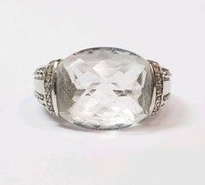 Sterling Silver Faceted Crystal Ring Size 9