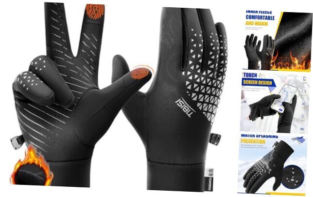 Winter Gloves Women Men, Ski Snow Gloves Liner Thermal Warm Touch Screen Medium-image