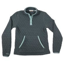 Orvis Pullover 1/4 Snap Blue Size XS Quilted Mock Neck Zippered Pockets