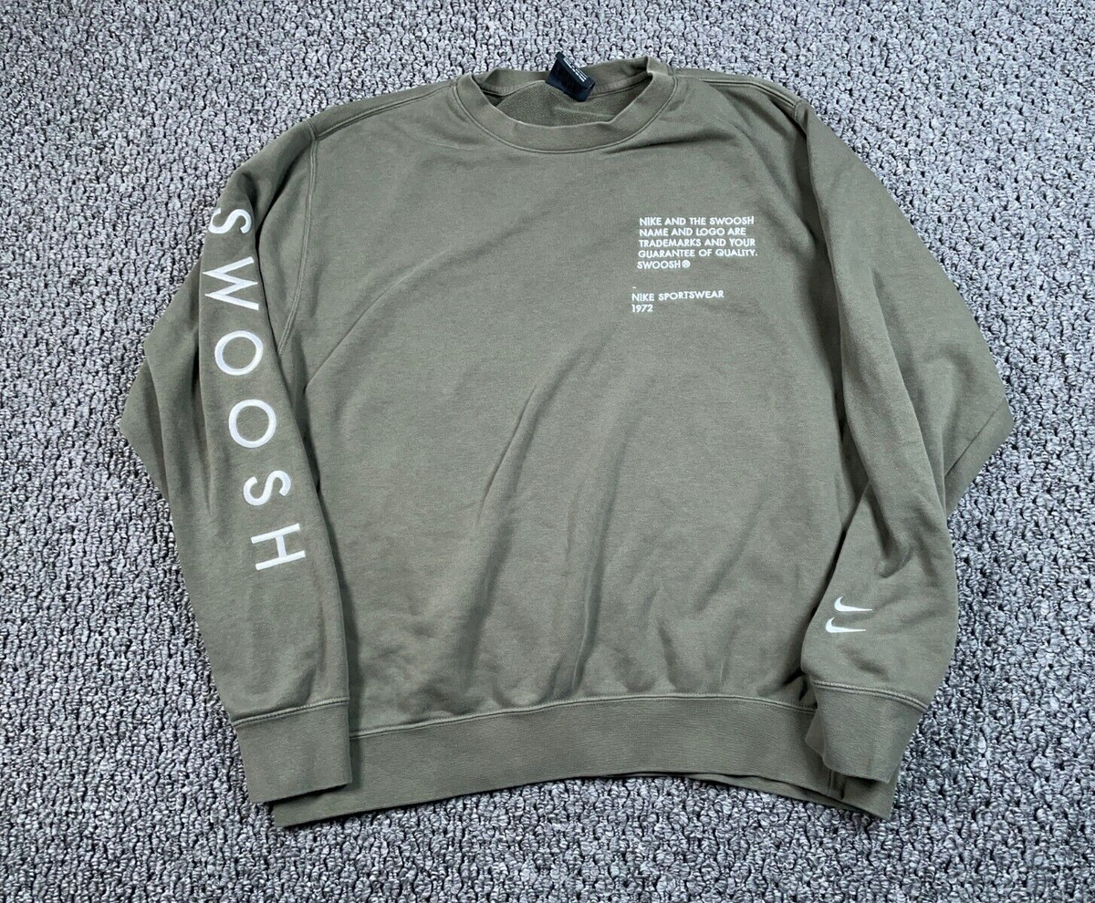 Nike Swoosh Fleece Sweatshirt Adult Large Green Crewneck Nike Swoosh Fleece Sweatshirt Adult Large Green Crewneck