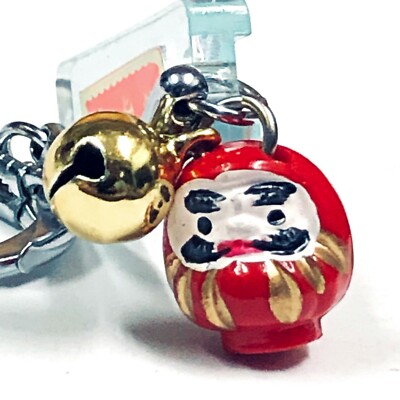 Japanese Netsuke Red Daruma Keychain Traffic Safety Lucky Charm Fortune Talisman