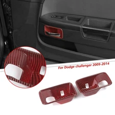 2x Inner Door Handle Bowl Cover Trim Bezel for Dodge Challenger 09-14 Red Carbon