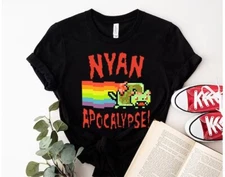 Nyan Cat Apocalypse T-Shirt Funny Meme Retro Graphic Tee Unisex S-5XL