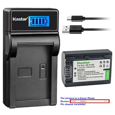 Kastar Battery LCD Charger for Sony NP-FV50 Sony HDR-CX280 HDR-CX290 HDR-CX300