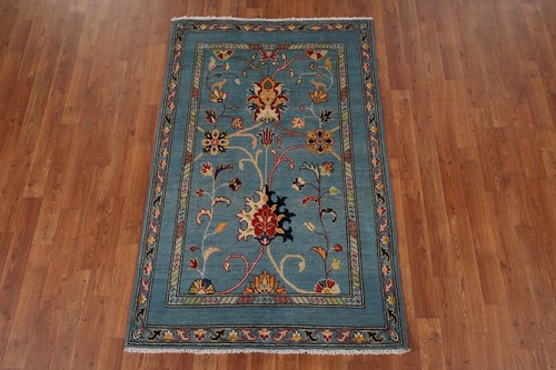 Hellblau Blumenmuster Oushak orientalischer Akzentteppich 3x5 Wolle handgeknüpfter Foyer Teppich - Bild 15 von 19