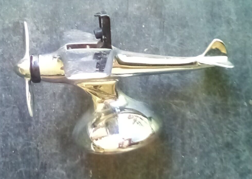PLANE METAL CIGARETE LIGHTER 16X15X6 CM MADE USA CHROME NEGBAUR N.Y. FLINT - Foto 6 di 10